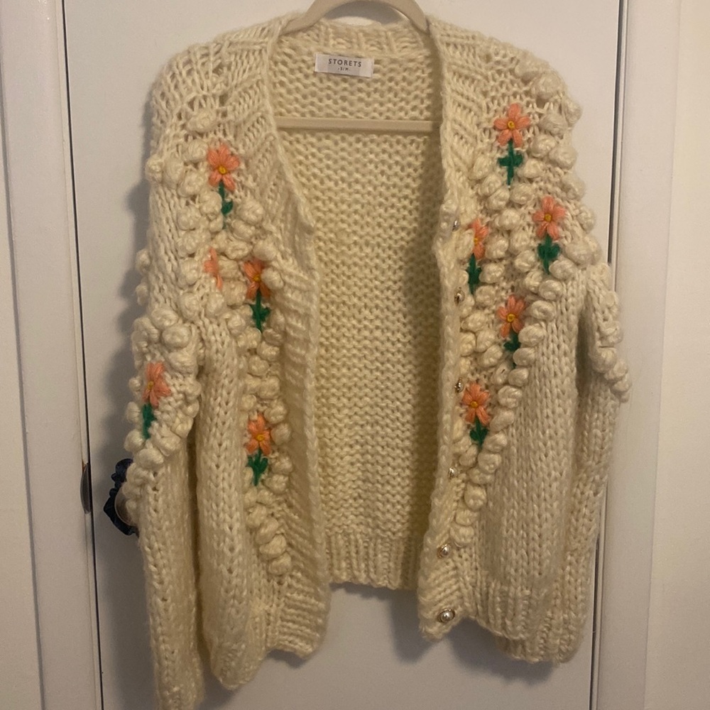 Storets floral chunky cardigan sweater